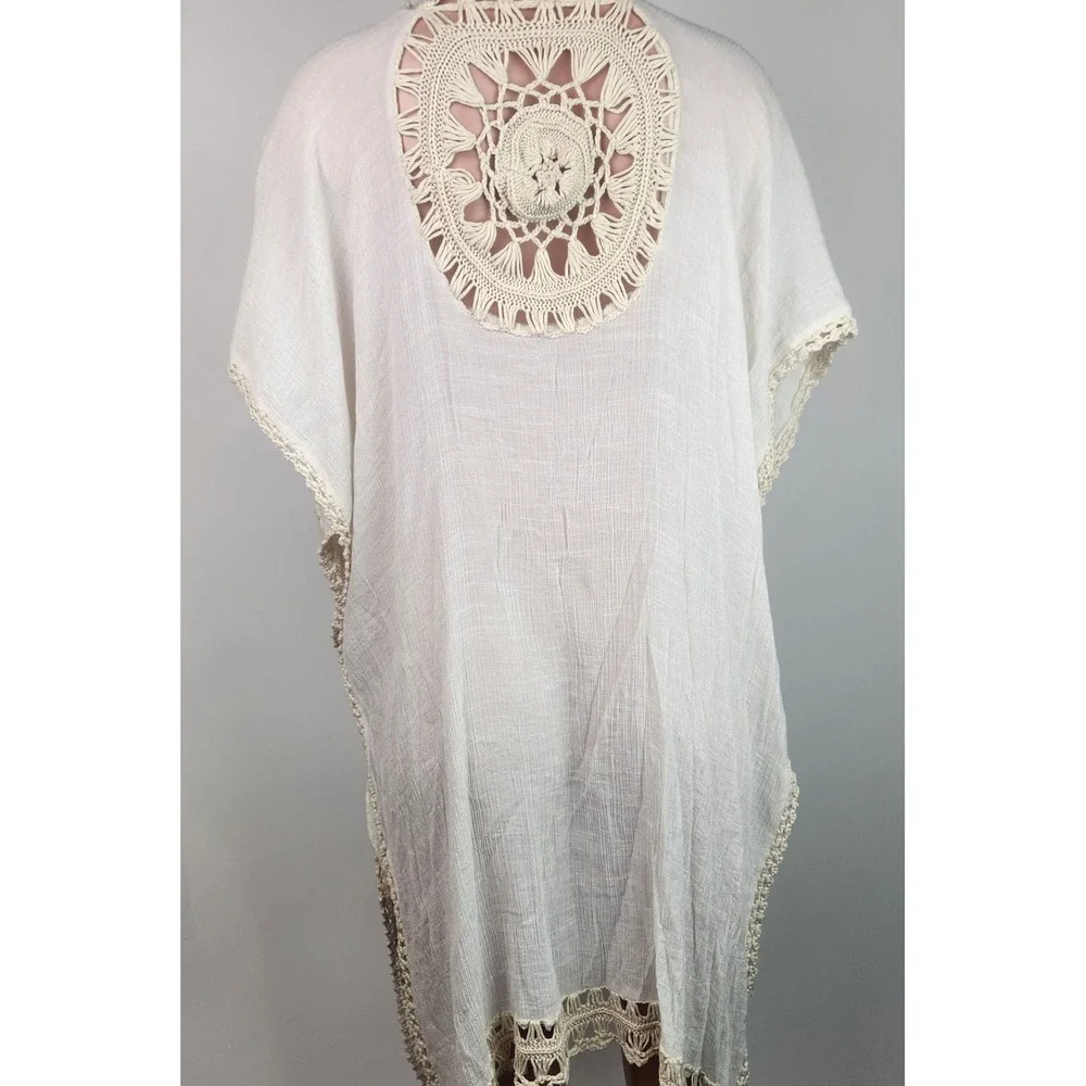 Altaird State‎ Crochet Trimmed Kimono Cream Bohemian Resort Festival Size S - Picture 5 of 8